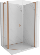 Mexen Mist L asymmetrische Fünfeck-Duschkabine, schwenkbar 90x100 cm, transparent, gebürstetes Kupfer - 8A8L-090-100-65-00