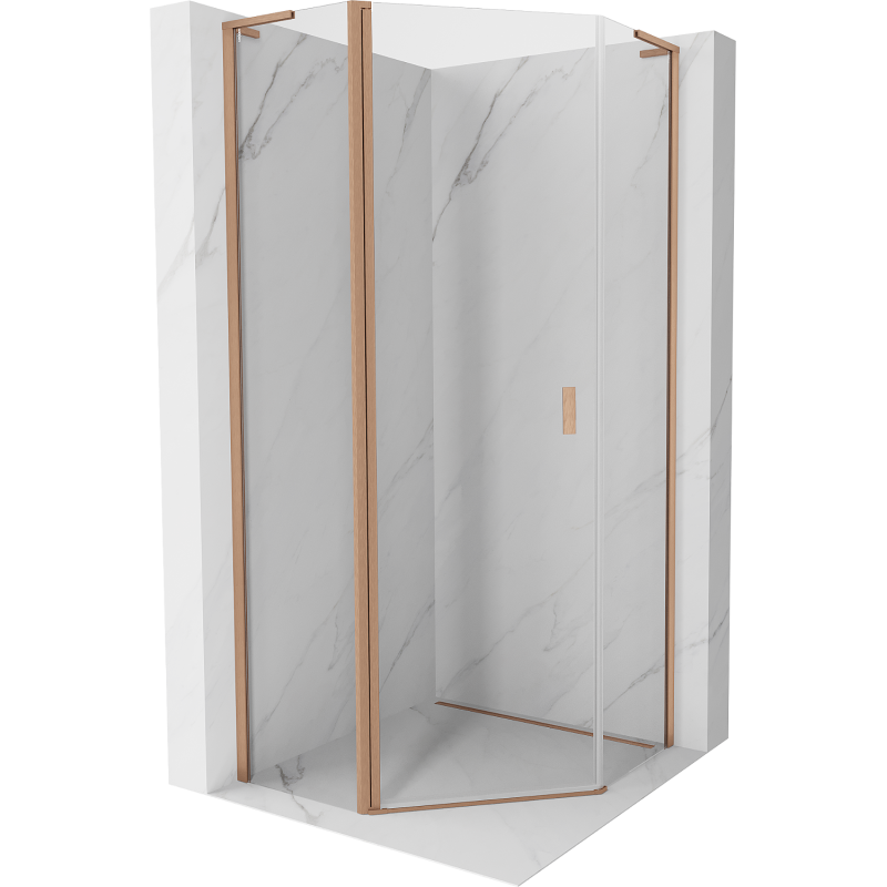Mexen Mist L fünfeckige Duschkabine schwenkbar 100 x 100 cm, transparent, gebürstetes Kupfer - 8A8L-100-100-65-00