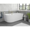 Mexen Silo Freistehende Eckbadewanne rechts geriffelt 150 x 75 cm, weiß, Überlauf gold - 52891507500P-50