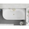 Mexen Silo Freistehende Eckbadewanne rechts geriffelt 150 x 75 cm, weiß, Überlauf gold - 52891507500P-50