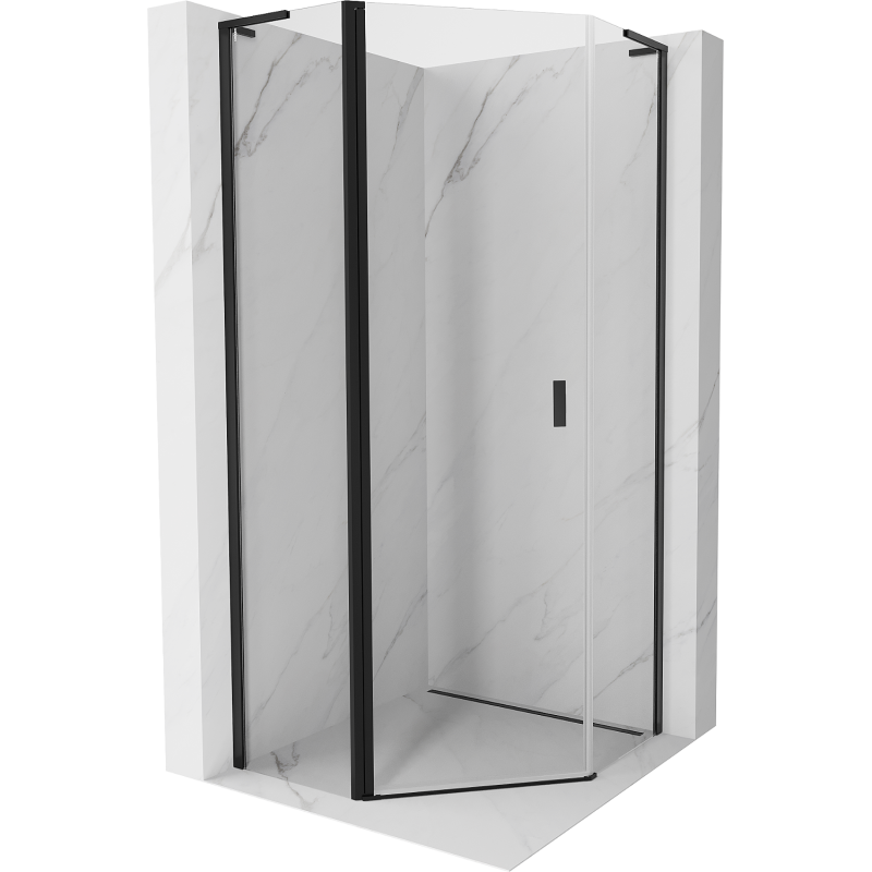 Mexen Mist L Eckduschkabine schwenkbar 80 x 80 cm, transparent, schwarz - 8A8L-080-080-70-00
