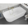 Mexen Silo Freistehende Eckbadewanne rechts geriffelt 150 x 75 cm, weiß, Überlauf gebürstet gold - 52891507500P-55