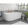 Mexen Silo freistehende Eckbadewanne rechts geriffelt 150 x 75 cm, weiß, Überlauf Roségold - 52891507500P-60