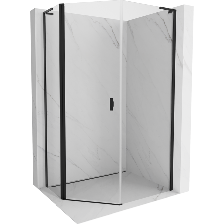 Mexen Mist L asymmetrische Fünfeck-Duschkabine mit Drehfunktion 80 x 90 cm, transparent, schwarz - 8A8L-080-090-70-00