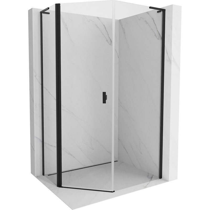Mexen Mist L asymmetrische fünfeckige Duschkabine mit Schwingtür 90 x 100 cm, transparent, schwarz - 8A8L-090-100-70-00