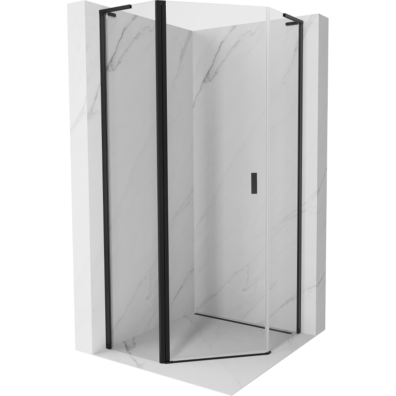 Mexen Mist L Fünfeck-Duschkabine Drehbar 100 x 100 cm, transparent, schwarz - 8A8L-100-100-70-00