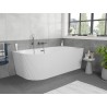 Mexen Silo freistehende Eckbadewanne rechts geriffelt 150 x 75 cm, weiß, Gun Gray gebürstet Überlauf - 52891507500P-66