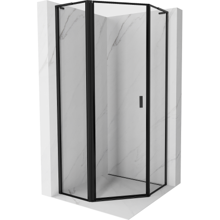 Mexen Mist L fünfeckige Duschkabine, links öffnend, 90 x 90 cm, schwarzer Rahmen, schwarz - 8A8L-090-090-70-70-L