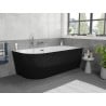 Mexen Silo freistehende Eckbadewanne rechts geriffelt 150 x 75 cm, weiß/schwarz, Überlauf chrom - 52891507575P-01