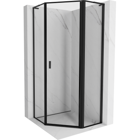 Mexen Mist L fünfeckige Duschkabine, rechte Tür 80 x 80 cm, schwarzer Rahmen, schwarz - 8A8L-080-080-70-70-P