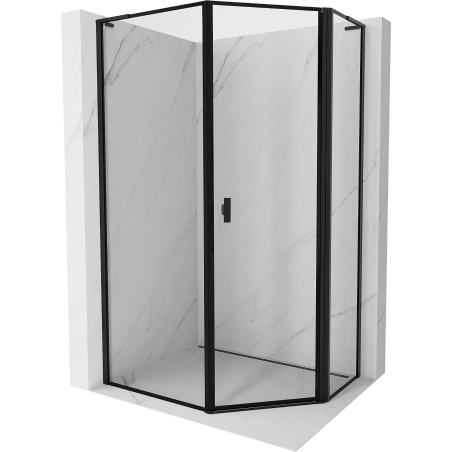 Mexen Mist L asymmetrische rechteckige Duschkabine, 90 x 100 cm, schwarzer Rahmen, schwarz - 8A8L-090-100-70-70-P
