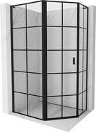 Mexen Mist L Duschkabine fünfeckig asymmetrisch schwenkbar links 100 x 90 cm, schwarzes Gitter, schwarz - 8A8L-100-090-70-77-L