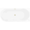 Mexen Silo freistehende Eckbadewanne rechts geriffelt 150 x 75 cm, weiß/schwarz, Überlauf gold gebürstet - 52891507575P-55