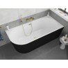 Mexen Silo freistehende Eckbadewanne rechts geriffelt 150 x 75 cm, weiß/schwarz, Überlauf gold gebürstet - 52891507575P-55