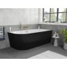 Mexen Silo freistehende Eckbadewanne rechts geriffelt 150 x 75 cm, weiß/schwarz, Überlauf gold gebürstet - 52891507575P-55