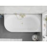 Mexen Silo freistehende Eckbadewanne rechts geriffelt 150 x 75 cm, weiß/schwarz, Überlauf gold gebürstet - 52891507575P-55