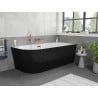 Mexen Silo freistehende Eckbadewanne rechts geriffelt 150 x 75 cm, weiß/schwarz, Überlauf Roségold - 52891507575P-60