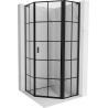 Mexen Mist L Fünfeck-Duschkabine, rechte Tür 90 x 90 cm, schwarzes Gitter, schwarz - 8A8L-090-090-70-77-P