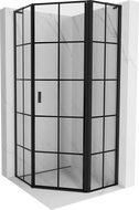 Mexen Mist L Fünfeck-Duschkabine, rechte Tür 90 x 90 cm, schwarzes Gitter, schwarz - 8A8L-090-090-70-77-P