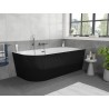 Mexen Silo freistehende Eckbadewanne rechts geriffelt 150 x 75 cm, weiß/schwarz, Überlauf gun gray gebürstet