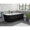 Mexen Silo Freistehende Eckbadewanne rechts geriffelt 150 x 75 cm, weiß/schwarz, Überlauf schwarz - 52891507575P-70