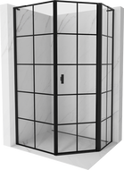 Mexen Mist L fünfeckige asymmetrische Duschkabine rechts öffnend 80 x 100 cm, schwarzes Gitter, schwarz - 8A8L-080-100-70-77-P