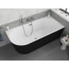 Mexen Silo Freistehende Eckbadewanne rechts geriffelt 150 x 75 cm, weiß/schwarz, Überlauf Gun Metal - 52891507575P-95