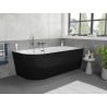 Mexen Silo Freistehende Eckbadewanne rechts geriffelt 150 x 75 cm, weiß/schwarz, Überlauf Gun Metal - 52891507575P-95
