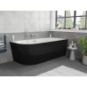 Mexen Silo Freistehende Eckbadewanne rechts geriffelt 150 x 75 cm, weiß/schwarz, Überlauf gebürstetes Nickel