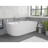 Mexen Silo Freistehende Eckbadewanne rechts geriffelt 170 x 80 cm, weiß, Überlauf chrom - 52891708000P-01