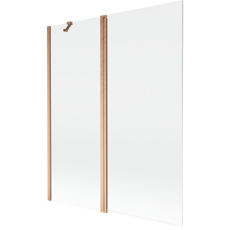 Mexen Mist Duschwand, 2-flügelig 140 x 150 cm, transparent, gebürstetes Kupfer - 8A9-140-011-65-00