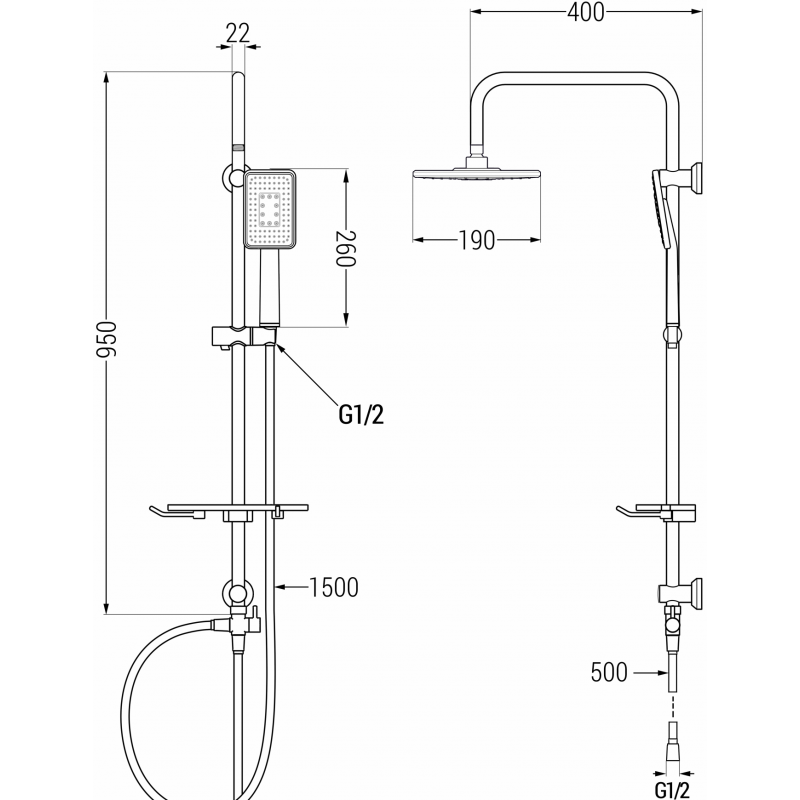 Mexen T54 Duschsäule, weiß/chrom - 798545493-21