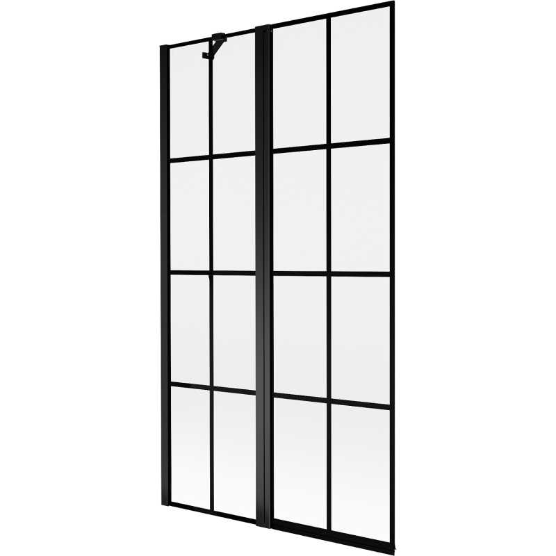 Mexen Mist Duschwand 2-flügelig links 100 x 150 cm, schwarzes Gitter, schwarz - 8A9-100-011-70-77-L
