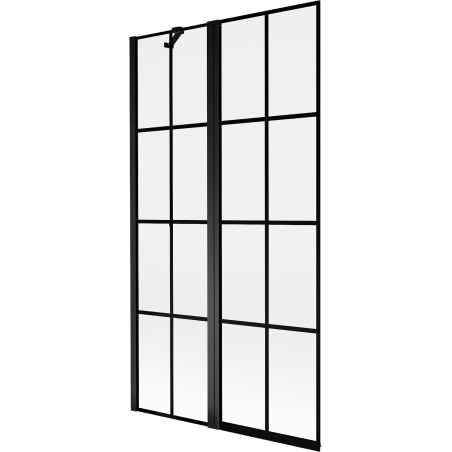 Mexen Mist Duschwand 2-flügelig links 100 x 150 cm, schwarzes Gitter, schwarz - 8A9-100-011-70-77-L