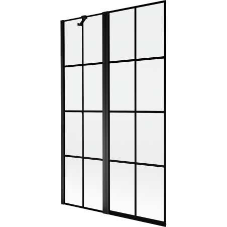 Mexen Mist Badewannenfaltwand 2-flügelig links 110 x 150 cm, schwarzes Gitter, schwarz - 8A9-110-011-70-77-L