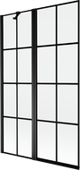 Mexen Mist Badewannenfaltwand 2-flügelig links 110 x 150 cm, schwarzes Gitter, schwarz - 8A9-110-011-70-77-L