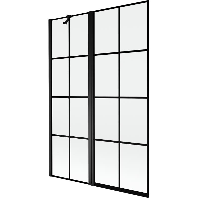 Mexen Mist Duschwand 2-flügelig links 120 x 150 cm, schwarzes Gitter, schwarz - 8A9-120-011-70-77-L