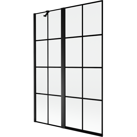 Mexen Mist Duschwand 2-flügelig links 120 x 150 cm, schwarzes Gitter, schwarz - 8A9-120-011-70-77-L