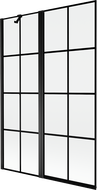 Mexen Mist Duschwand 2-flügelig links 120 x 150 cm, schwarzes Gitter, schwarz - 8A9-120-011-70-77-L