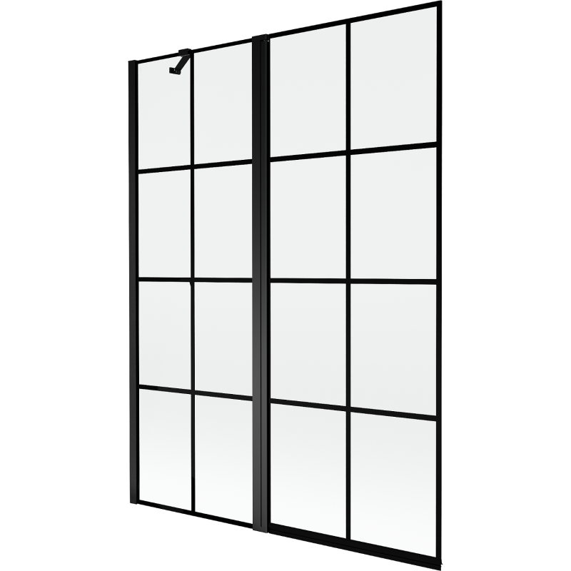 Mexen Mist Duschabtrennung 2-flügelig links 130 x 150 cm, schwarzes Gitter, schwarz - 8A9-130-011-70-77-L
