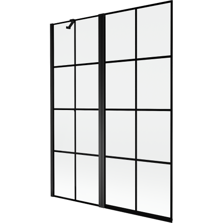 Mexen Mist Duschabtrennung 2-flügelig links 130 x 150 cm, schwarzes Gitter, schwarz - 8A9-130-011-70-77-L
