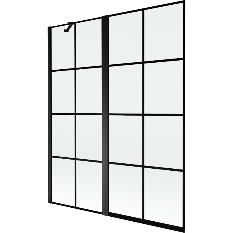 Mexen Mist Duschabtrennung 2-flügelig links 140 x 150 cm, schwarzes Gitter, schwarz - 8A9-140-011-70-77-L