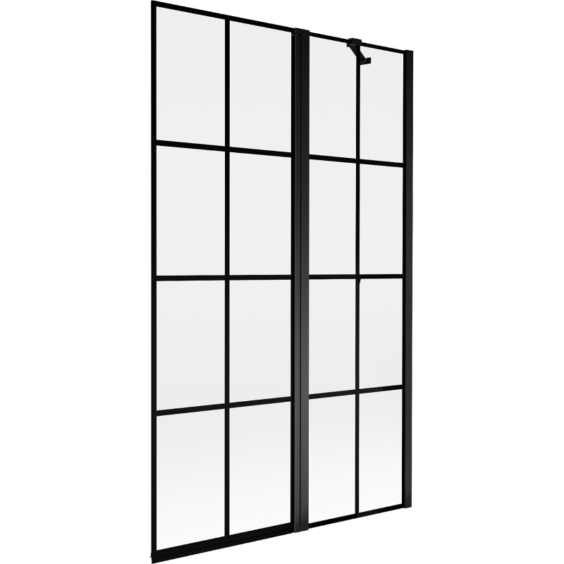 Mexen Mist Duschwand 2-flügelig rechts 110 x 150 cm, schwarzes Gitter, schwarz - 8A9-110-011-70-77-P