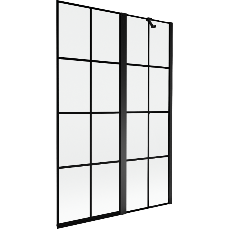 Mexen Mist Duschwand 2-teilig rechts 120 x 150 cm, schwarzes Raster, schwarz - 8A9-120-011-70-77-P