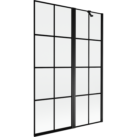 Mexen Mist Duschwand 2-teilig rechts 120 x 150 cm, schwarzes Raster, schwarz - 8A9-120-011-70-77-P