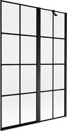 Mexen Mist Duschwand 2-teilig rechts 120 x 150 cm, schwarzes Raster, schwarz - 8A9-120-011-70-77-P