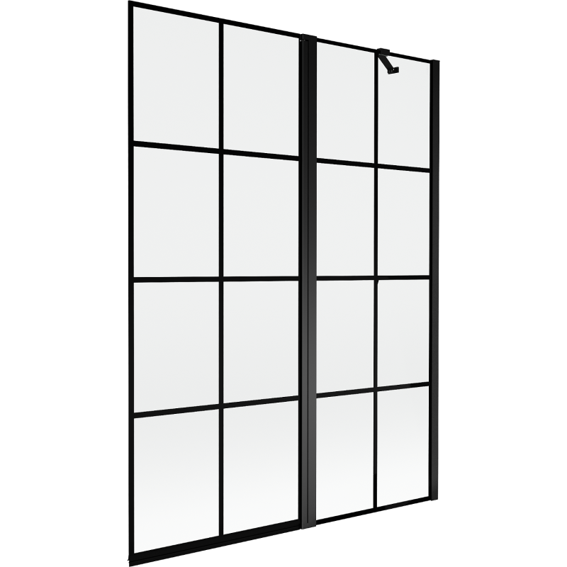Mexen Mist Duschwand 2-flügelig rechts 130 x 150 cm, schwarzes Gitter, schwarz - 8A9-130-011-70-77-P