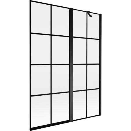 Mexen Mist Duschwand 2-flügelig rechts 130 x 150 cm, schwarzes Gitter, schwarz - 8A9-130-011-70-77-P