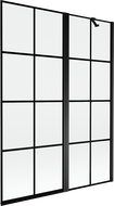 Mexen Mist Duschwand 2-flügelig rechts 130 x 150 cm, schwarzes Gitter, schwarz - 8A9-130-011-70-77-P