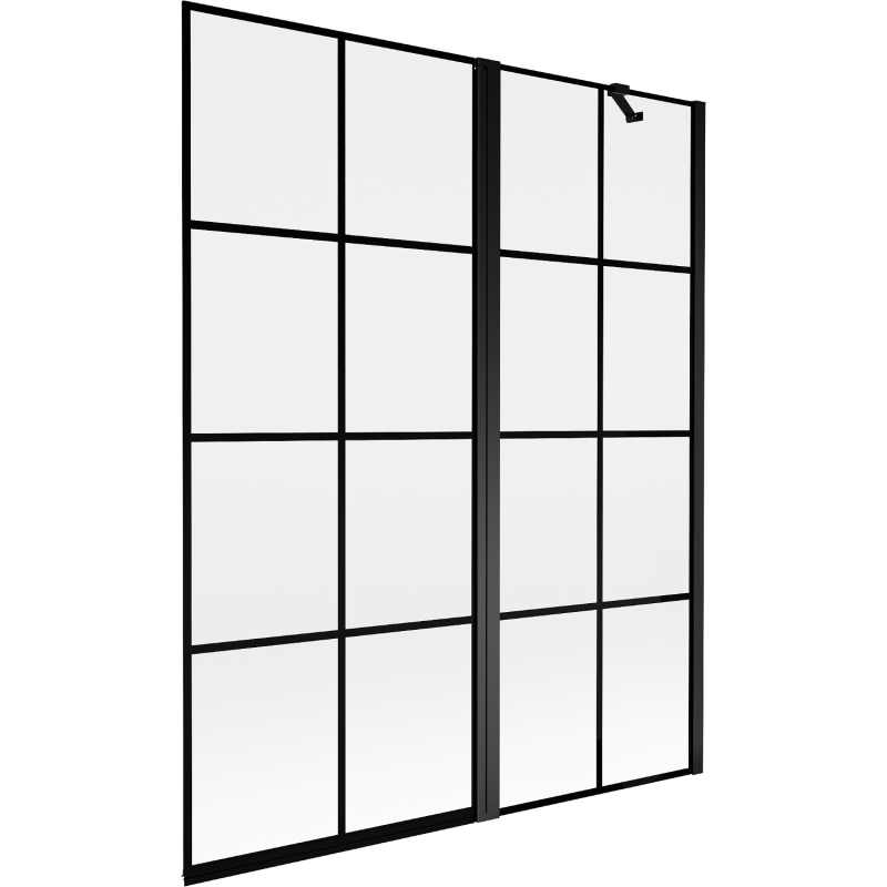 Mexen Mist Duschwand 2-flügelig rechts 140 x 150 cm, schwarzes Gitter, schwarz - 8A9-140-011-70-77-P